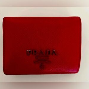 Prada Saffiano Red Leather Wallet